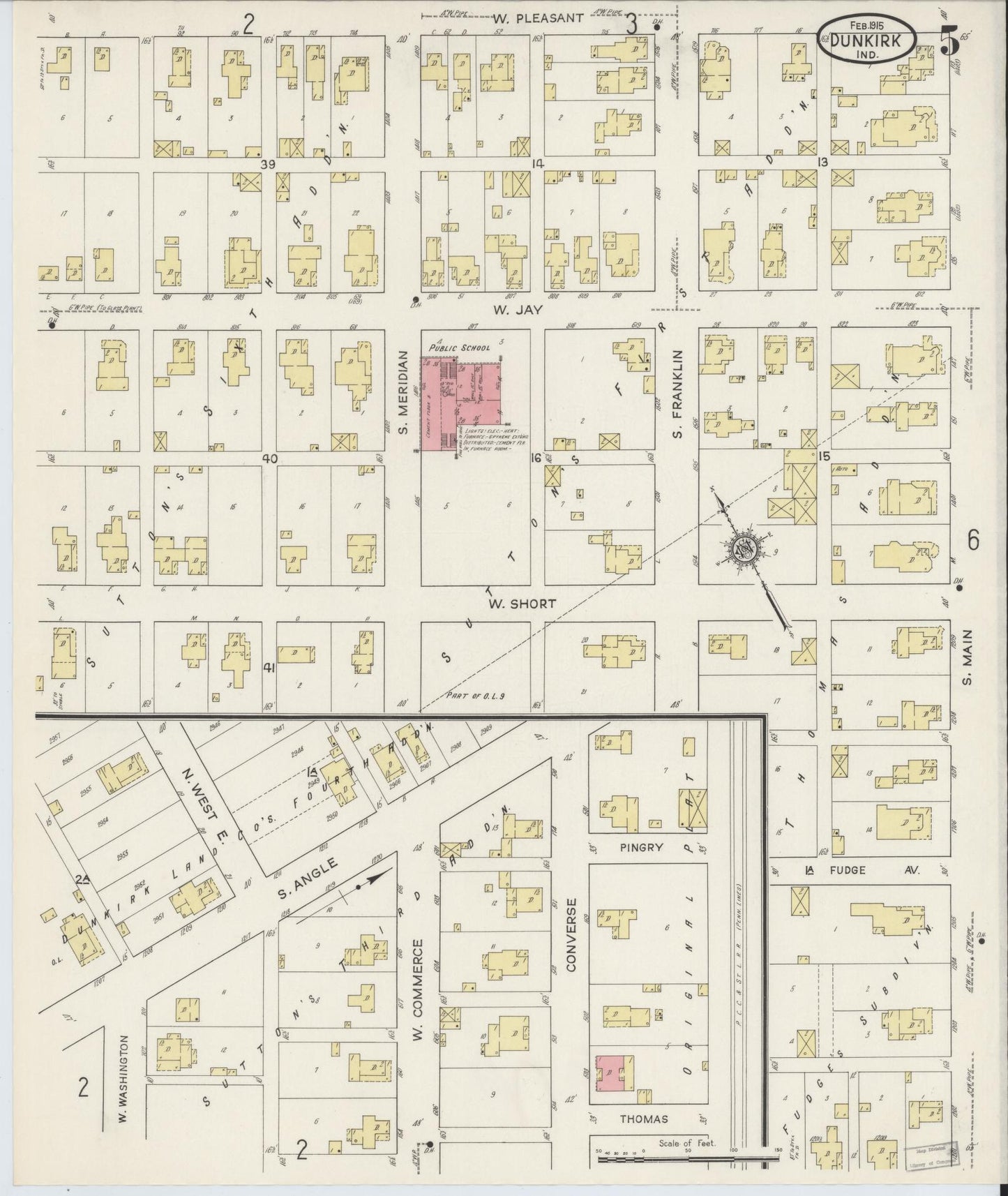 Sanborn Fire Insurance Map from Dunkirk, Jay And Blackford Counties, Indiana (1915), Sheet #0005 - Complete Map Set gallery image, historic Sanborn map, vintage wall art, Indiana Indiana