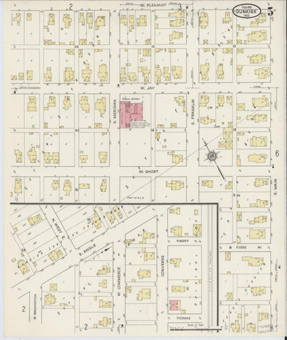 Sanborn Fire Insurance Map from Dunkirk, Jay And Blackford Counties, Indiana (1915), Sheet #0005 - Complete Map Set gallery image, historic Sanborn map, vintage wall art, Indiana Indiana