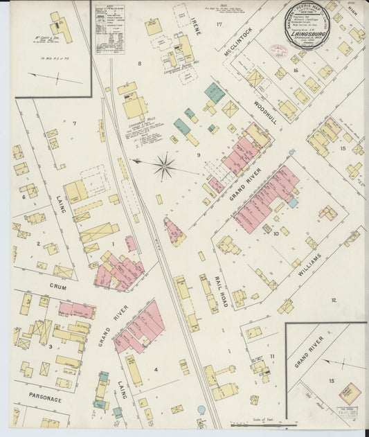 Sanborn Fire Insurance Map from Laingsburg, Shiawassee County, Michigan (1895), Sheet #0001 - Historic Sanborn Fire Insurance Map Print, vintage old map wall art, antique decor, genealogy gift, Michigan Michigan map