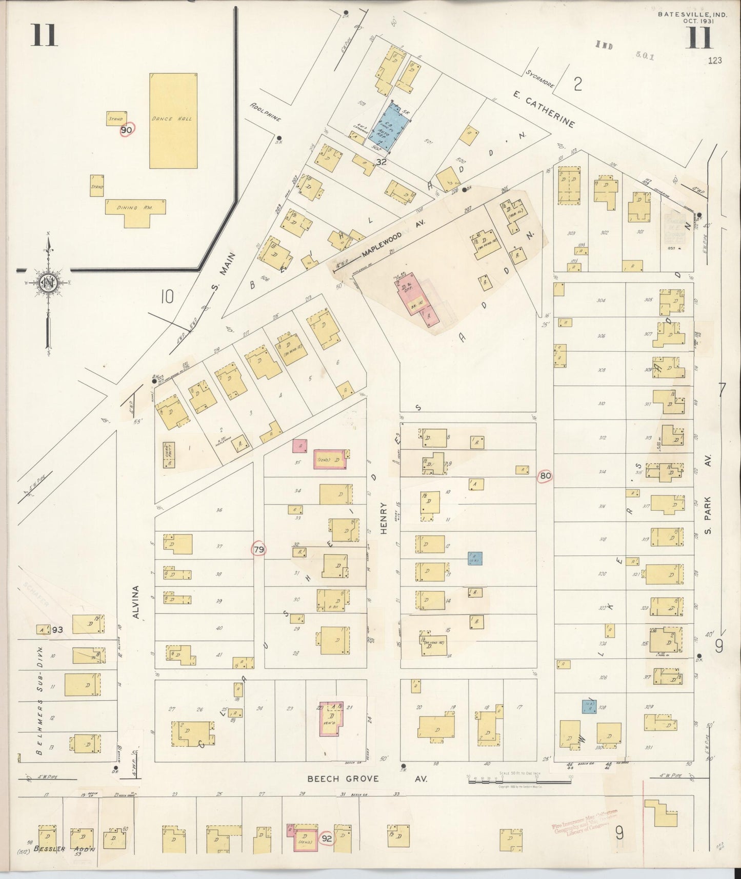 Sanborn Fire Insurance Map from Batesville, Ripley County, Indiana (1948), Sheet #0011 - Complete Map Set gallery image, historic Sanborn map, vintage wall art, Indiana Indiana