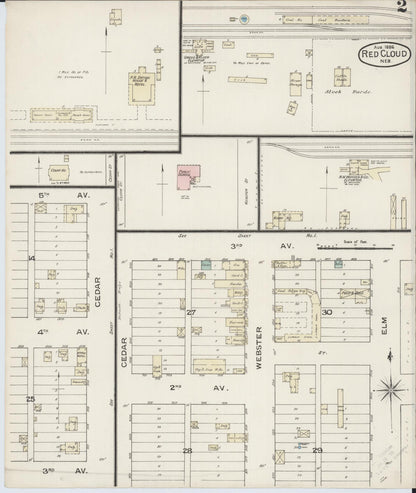 Sanborn Fire Insurance Map from Red Cloud, Webster County, Nebraska (1886), Sheet #0002 - Complete Map Set gallery image, historic Sanborn map, vintage wall art, Nebraska Nebraska