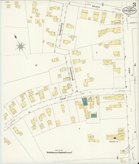 Sanborn Fire Insurance Map from Colebrook, Coos County, New Hampshire (1909), Sheet #0003 - Historic Sanborn Fire Insurance Map Print, vintage old map wall art, antique decor, genealogy gift, New Hampshire New Hampshire map