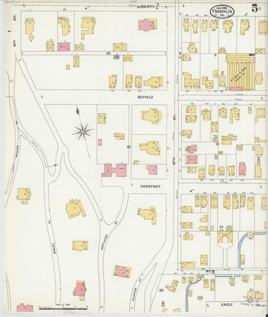 Sanborn Fire Insurance Map from Franklin, Venango County, Pennsylvania (1906), Sheet #0005 - Historic Sanborn Fire Insurance Map Print, vintage old map wall art, antique decor, genealogy gift, Pennsylvania Pennsylvania map