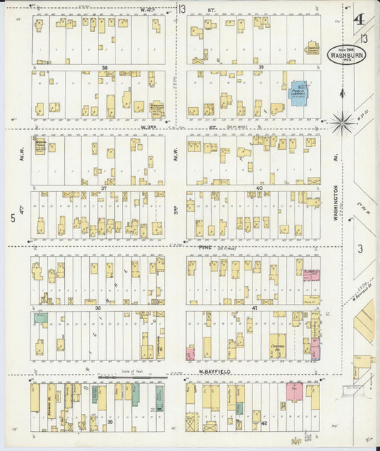Sanborn Fire Insurance Map from Washburn, Bayfield County, Wisconsin (1904), Sheet #0004 - Historic Sanborn Fire Insurance Map Print, vintage old map wall art, antique decor, genealogy gift, Wisconsin Wisconsin map