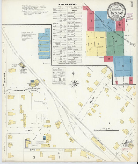 Sanborn Fire Insurance Map from Wayland, Steuben County, New York (1908), Sheet #0001 - Complete Map Set gallery image, historic Sanborn map, vintage wall art, New York New York