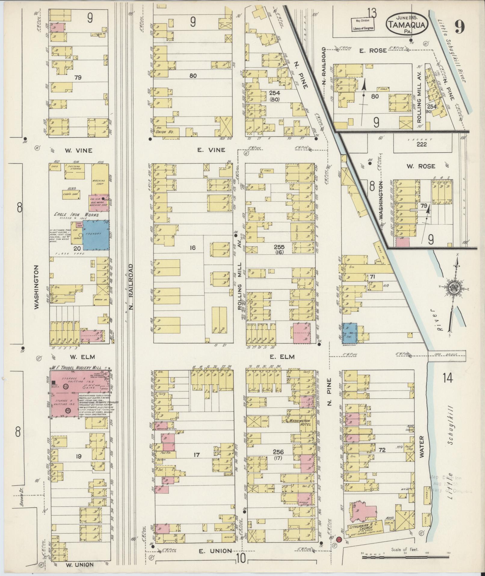 Sanborn Fire Insurance Map from Tamaqua, Schuylkill County, Pennsylvania (1915), Sheet #0009 - Complete Map Set gallery image, historic Sanborn map, vintage wall art, Pennsylvania Pennsylvania
