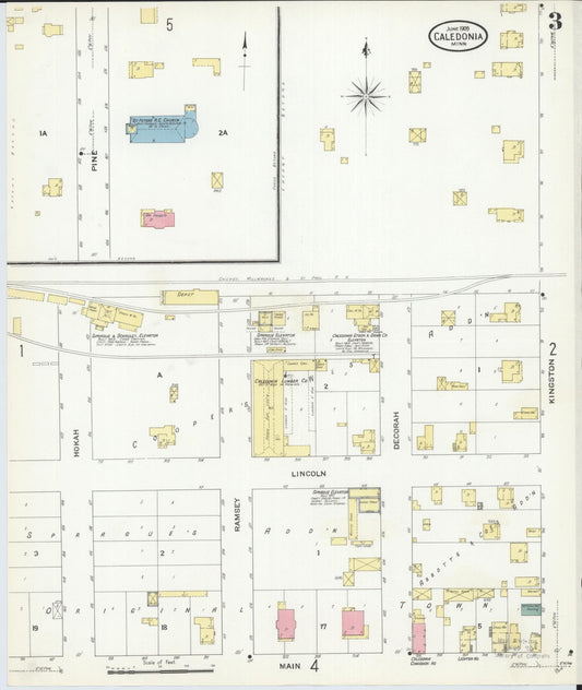 Sanborn Fire Insurance Map from Caledonia, Houston County, Minnesota (1909), Sheet #0003 - Historic Sanborn Fire Insurance Map Print, vintage old map wall art, antique decor, genealogy gift, Minnesota Minnesota map