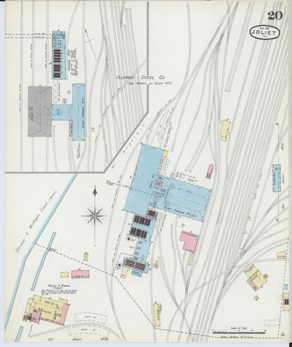 Sanborn Fire Insurance Map from Joliet, Will County, Illinois (1891), Sheet #0020 - Complete Map Set gallery image, historic Sanborn map, vintage wall art, Illinois Illinois