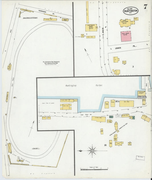 Sanborn Fire Insurance Map from Huntington, Suffolk County, New York (1902), Sheet #0007 - Historic Sanborn Fire Insurance Map Print, vintage old map wall art, antique decor, genealogy gift, New York New York map