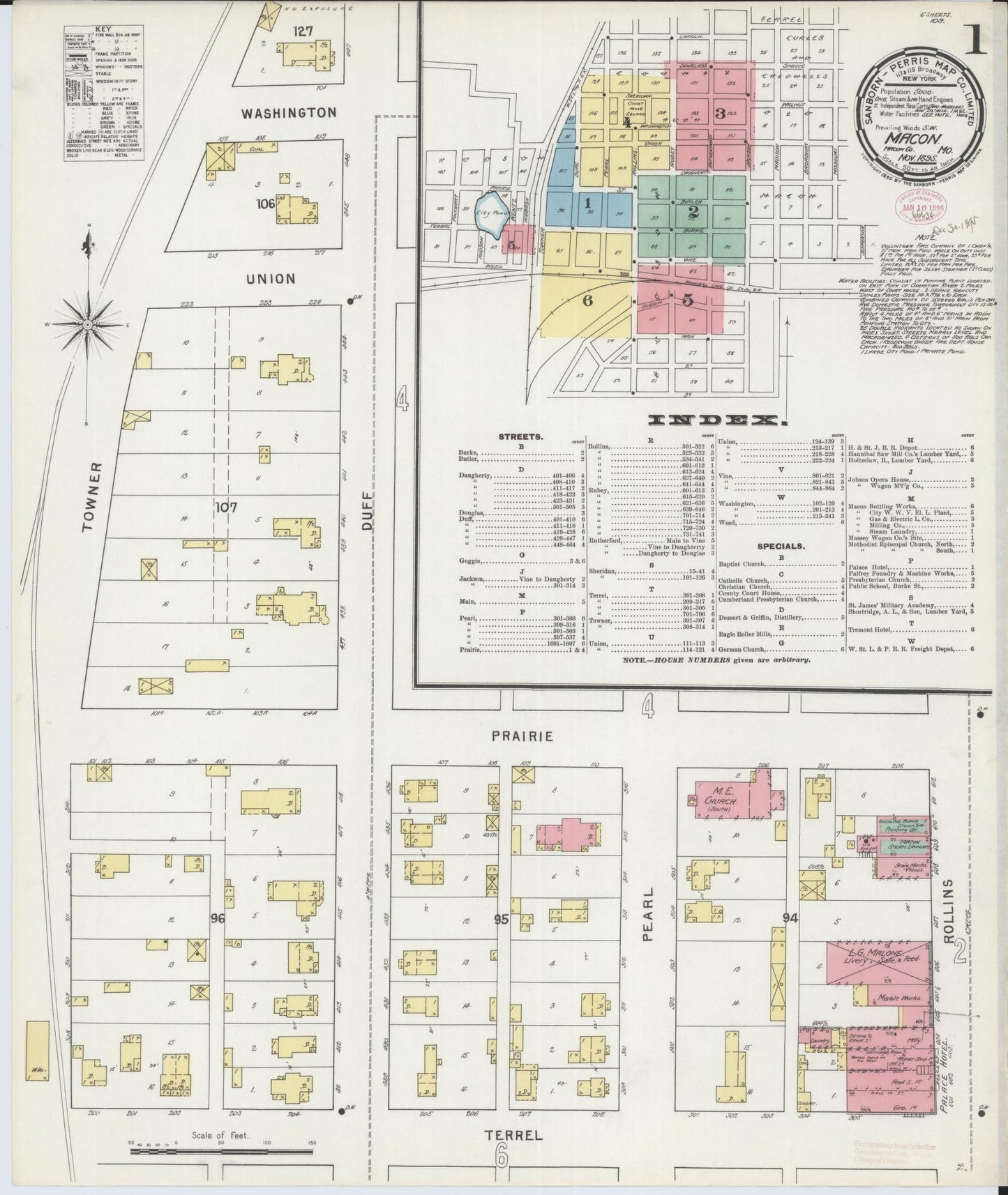 Sanborn Fire Insurance Map from Macon, Macon County, Missouri (1895), Sheet #0001 - Complete Map Set gallery image, historic Sanborn map, vintage wall art, Missouri Missouri