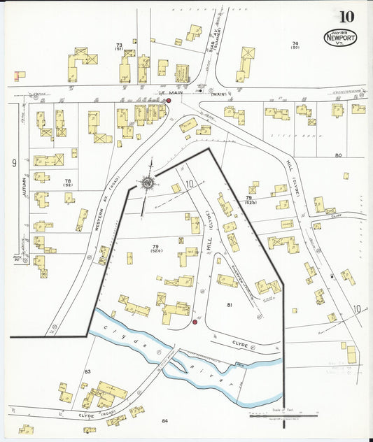 Sanborn Fire Insurance Map from Newport, Orleans County, Vermont (1919), Sheet #0010 - Historic Sanborn Fire Insurance Map Print, vintage old map wall art, antique decor, genealogy gift, Vermont Vermont map