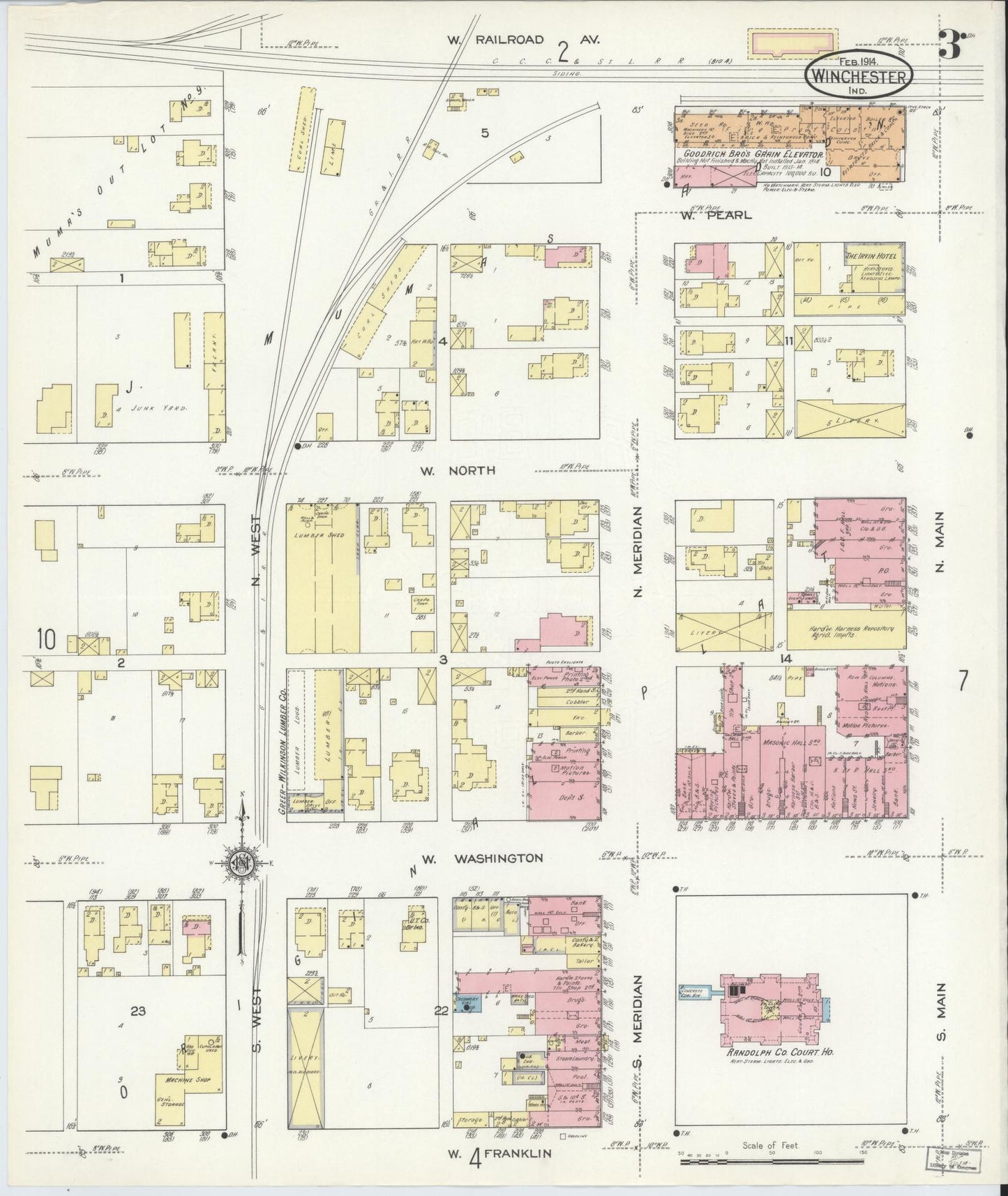Sanborn Fire Insurance Map from Winchester, Randolph County, Indiana (1914), Sheet #0003 - Complete Map Set gallery image, historic Sanborn map, vintage wall art, Indiana Indiana