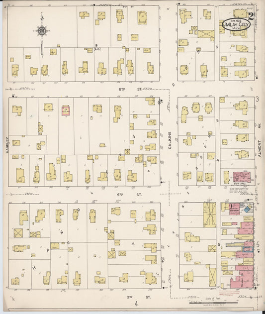 Sanborn Fire Insurance Map from Imlay City, Lapeer County, Michigan (1922), Sheet #0002 - Historic Sanborn Fire Insurance Map Print, vintage old map wall art, antique decor, genealogy gift, Michigan Michigan map