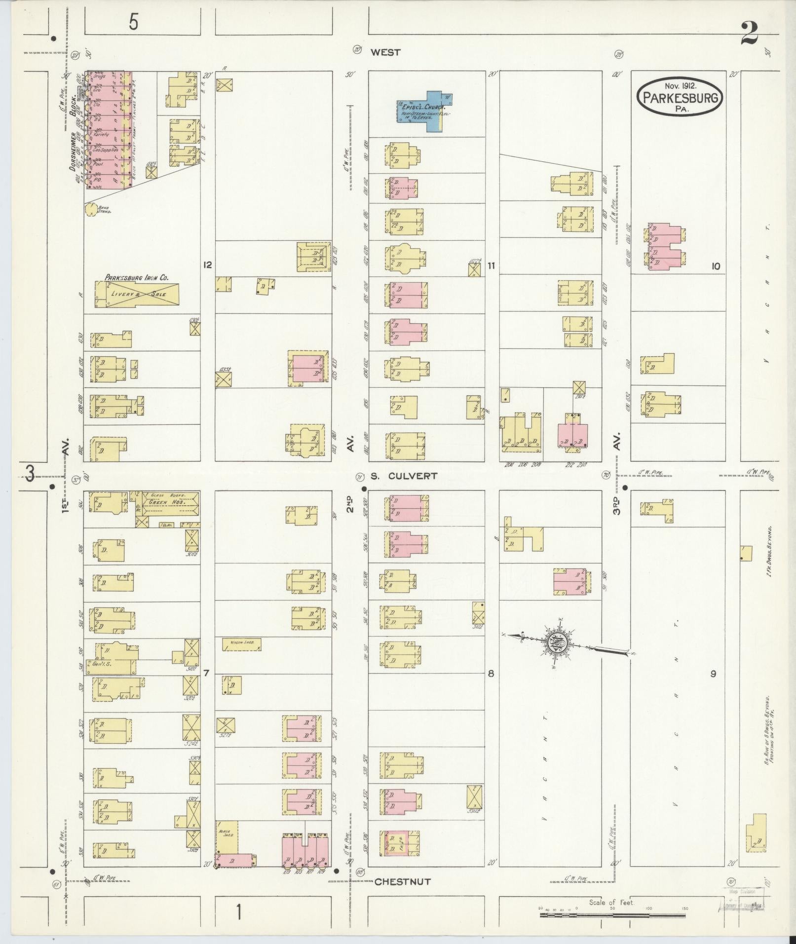 Sanborn Fire Insurance Map from Parkesburg, Chester County, Pennsylvania (1912), Sheet #0002 - Complete Map Set gallery image, historic Sanborn map, vintage wall art, Pennsylvania Pennsylvania