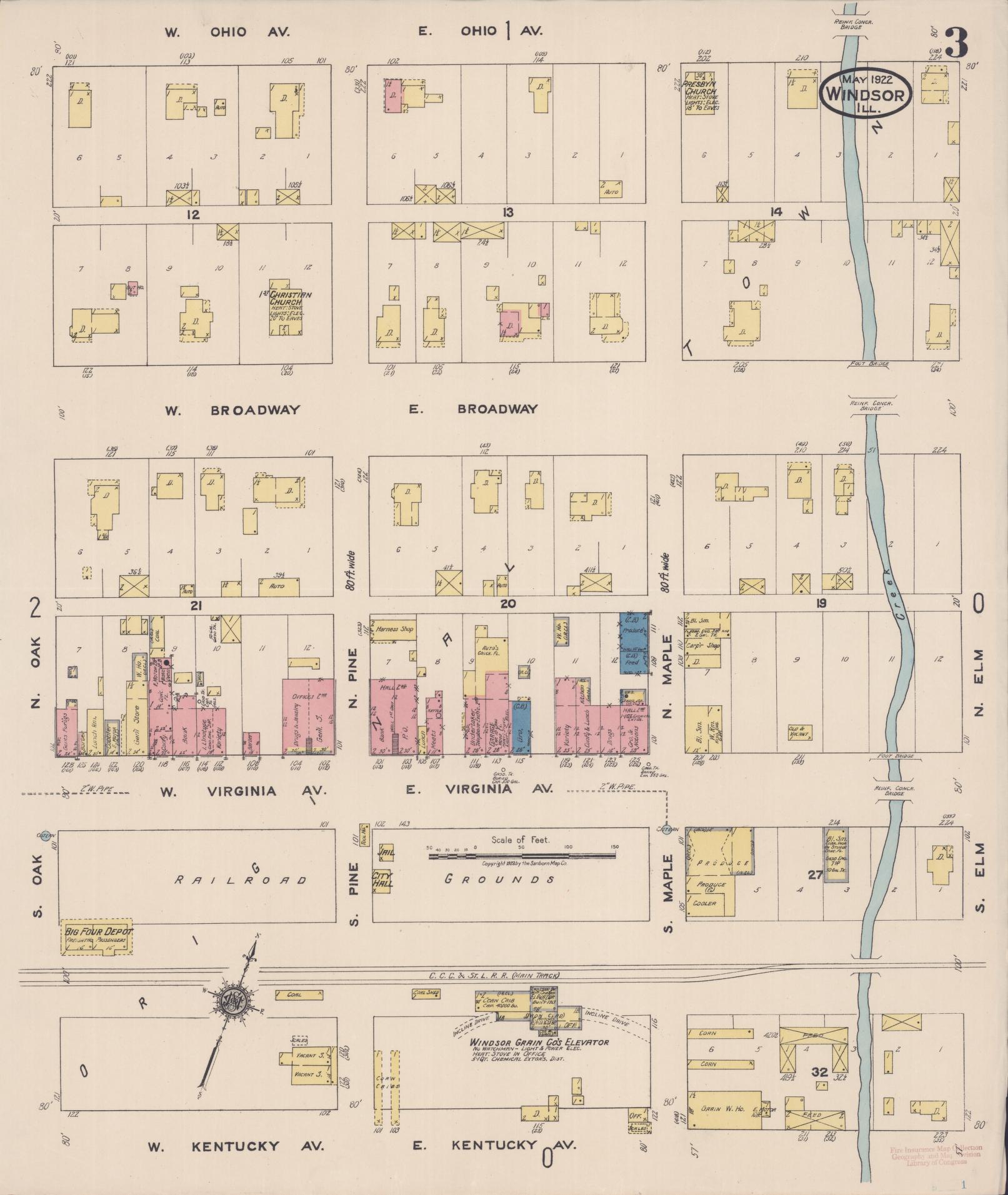 Sanborn Fire Insurance Map from Windsor, Shelby County, Illinois (1922), Sheet #0003 - Complete Map Set gallery image, historic Sanborn map, vintage wall art, Illinois Illinois