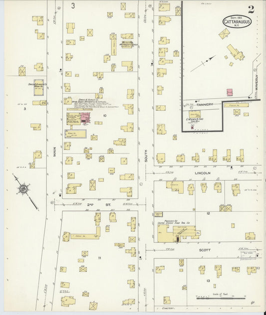 Sanborn Fire Insurance Map from Cattaraugus, Cattaraugus County, New York (1913), Sheet #0002 - Historic Sanborn Fire Insurance Map Print, vintage old map wall art, antique decor, genealogy gift, New York New York map