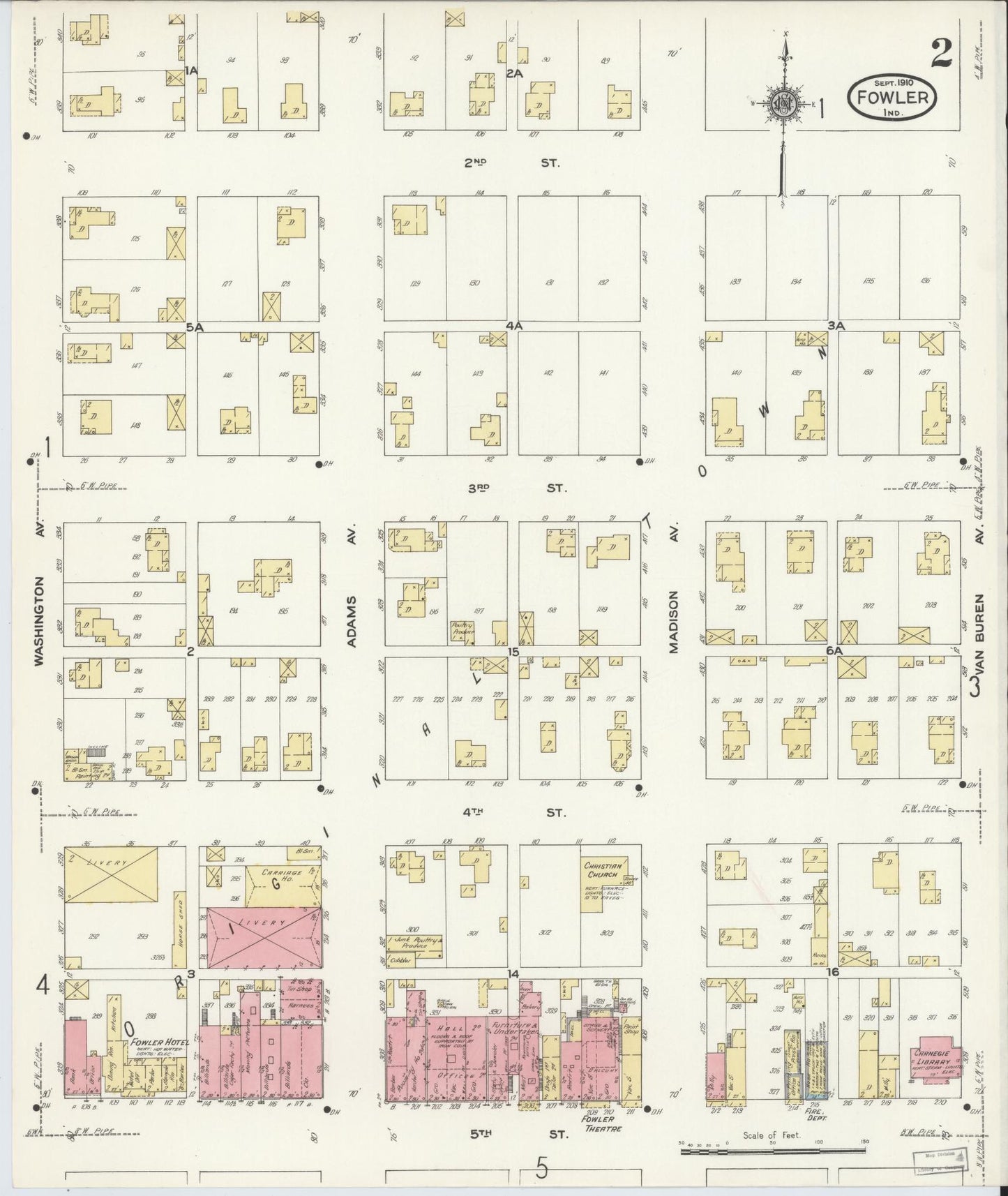 Sanborn Fire Insurance Map from Fowler, Benton County, Indiana (1910), Sheet #0002 - Complete Map Set gallery image, historic Sanborn map, vintage wall art, Indiana Indiana