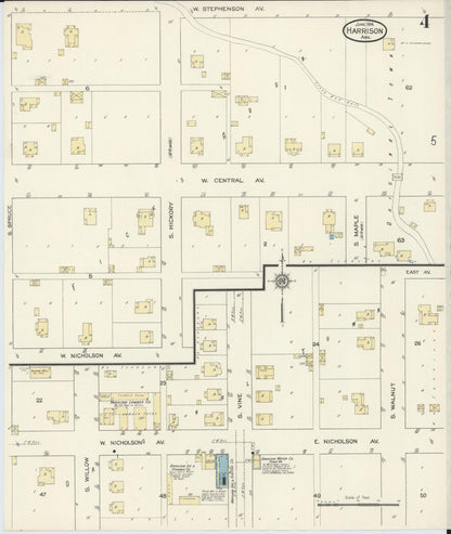Sanborn Fire Insurance Map from Harrison, Boone County, Arkansas (1914), Sheet #0004 - Complete Map Set gallery image, historic Sanborn map, vintage wall art, Arkansas Arkansas