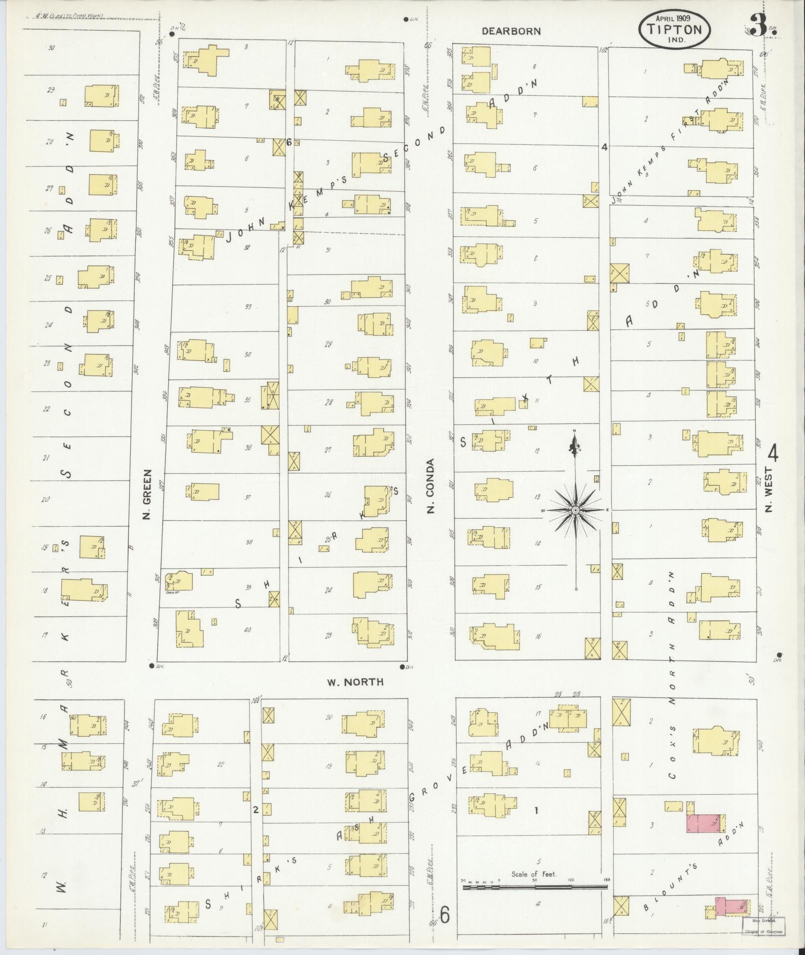 Sanborn Fire Insurance Map from Tipton, Tipton County, Indiana (1909), Sheet #0003 - Complete Map Set gallery image, historic Sanborn map, vintage wall art, Indiana Indiana