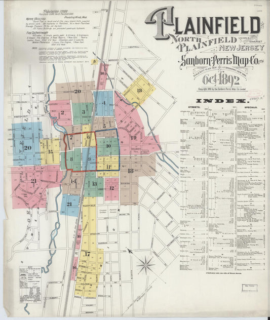 Sanborn Fire Insurance Map from Plainfield, Union and Somerset Counties, New Jersey. (1892) – Historic Sanborn Fire Insurance Map Print