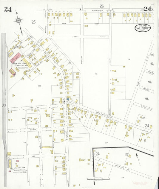 Sanborn Fire Insurance Map from Salisbury, Wicomico County, Maryland (1931), Sheet #0024 - Historic Sanborn Fire Insurance Map Print, vintage old map wall art, antique decor, genealogy gift, Maryland Maryland map