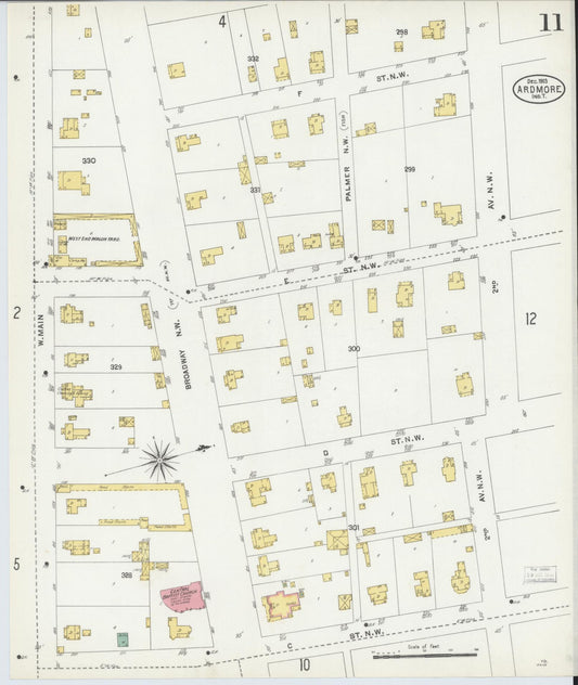 Sanborn Fire Insurance Map from Ardmore, Carter County, Oklahoma (1903), Sheet #0011 - Historic Sanborn Fire Insurance Map Print, vintage old map wall art, antique decor, genealogy gift, Oklahoma Oklahoma map