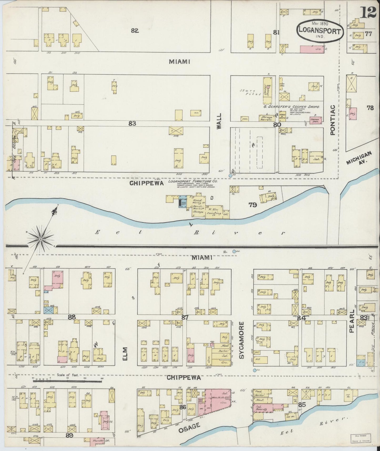 Sanborn Fire Insurance Map from Logansport, Cass County, Indiana (1890), Sheet #0012 - Complete Map Set gallery image, historic Sanborn map, vintage wall art, Indiana Indiana