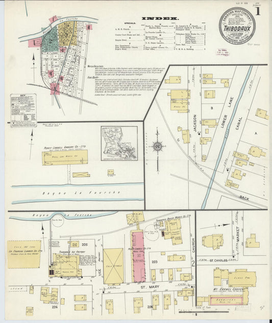 Sanborn Fire Insurance Map from Thibodaux, Lafourche Parish, Louisiana. (1912) – Historic Sanborn Fire Insurance Map Print