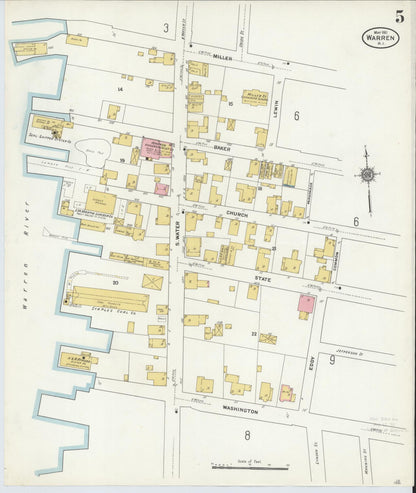 Sanborn Fire Insurance Map from Warren, Bristol County, Rhode Island (1911), Sheet #0005 - Complete Map Set gallery image, historic Sanborn map, vintage wall art, Rhode Island Rhode Island