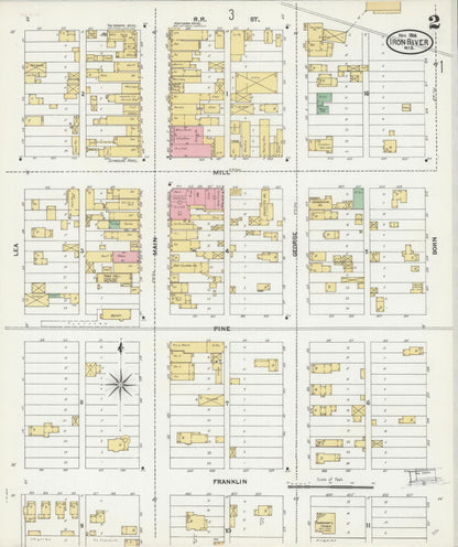 Sanborn Fire Insurance Map from Iron River, Bayfield County, Wisconsin (1904), Sheet #0002 - Historic Sanborn Fire Insurance Map Print, vintage old map wall art, antique decor, genealogy gift, Wisconsin Wisconsin map