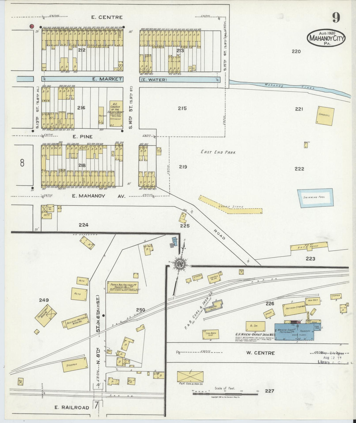 Sanborn Fire Insurance Map from Mahanoy City, Schuylkill County, Pennsylvania (1920), Sheet #0009 - Complete Map Set gallery image, historic Sanborn map, vintage wall art, Pennsylvania Pennsylvania