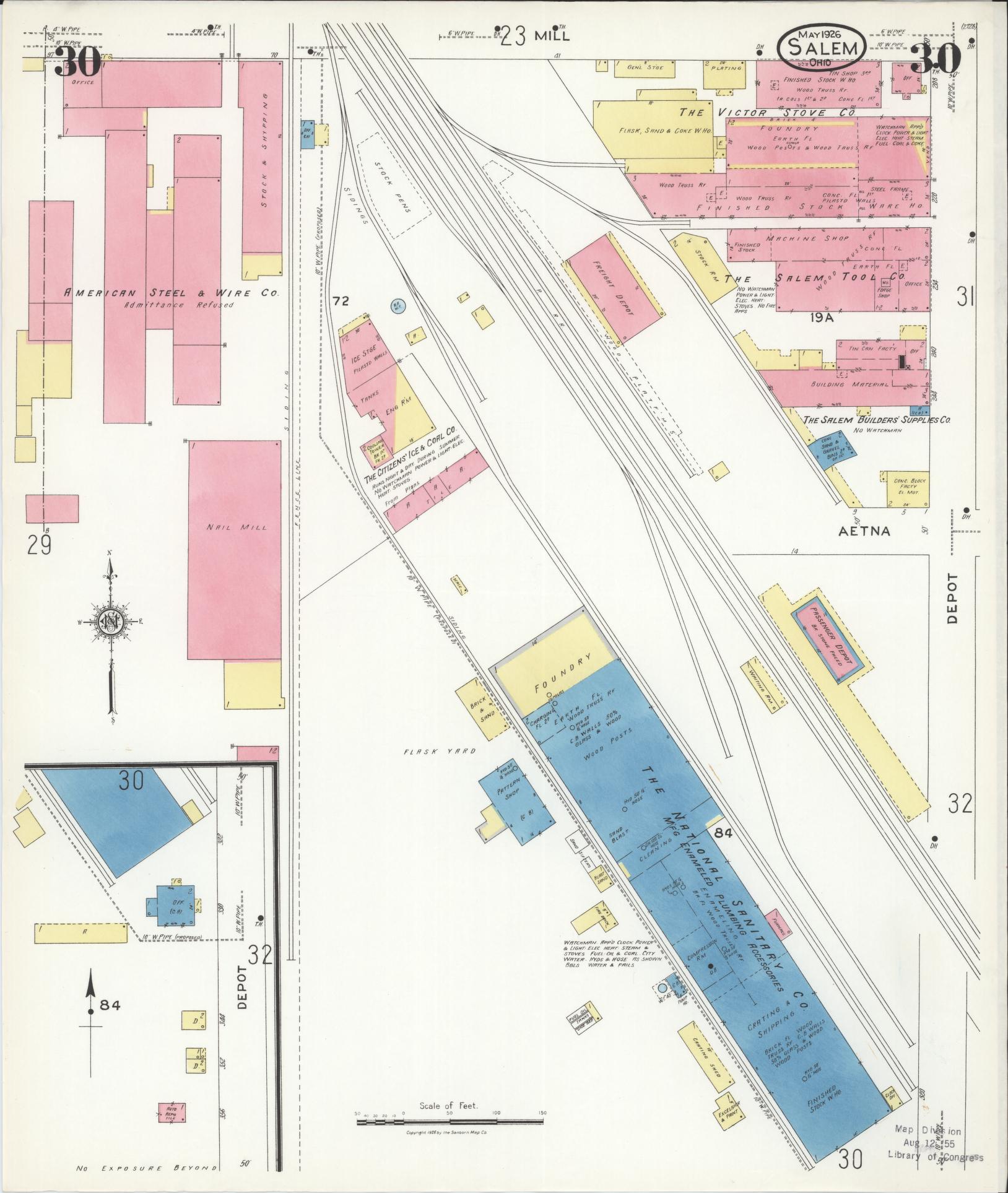 Sanborn Fire Insurance Map from Salem, Columbiana County, Ohio (1926), Sheet #0030 - Complete Map Set gallery image, historic Sanborn map, vintage wall art, Ohio Ohio