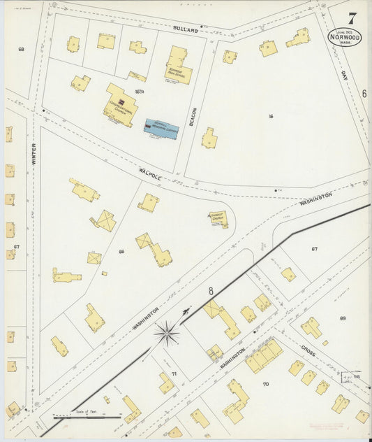 Sanborn Fire Insurance Map from Norwood, Norfolk County, Massachusetts (1903), Sheet #0007 - Historic Sanborn Fire Insurance Map Print, vintage old map wall art, antique decor, genealogy gift, Massachusetts Massachusetts map