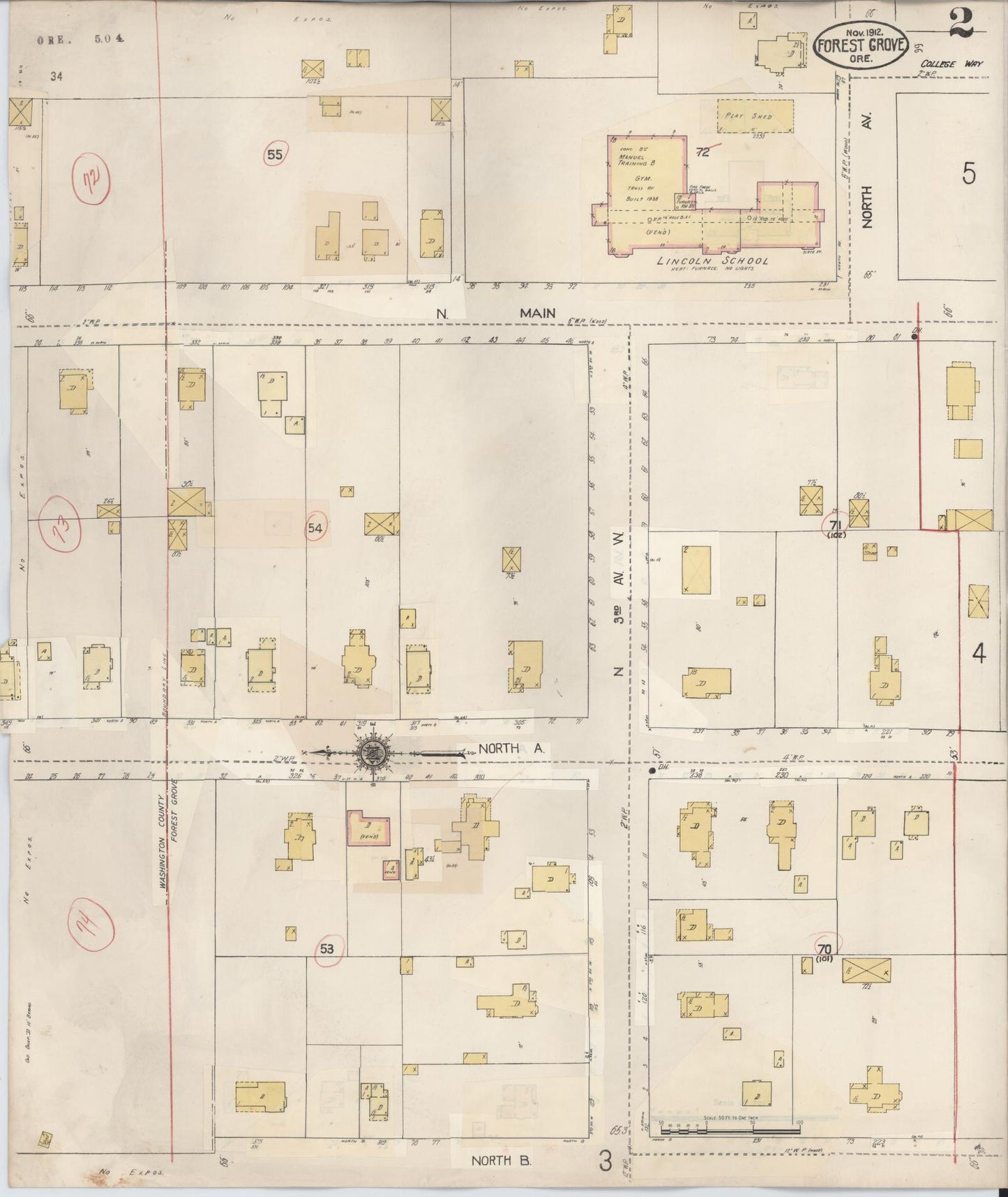Sanborn Fire Insurance Map from Forest Grove, Washington County, Oregon (1939), Sheet #0002 - Complete Map Set gallery image, historic Sanborn map, vintage wall art, Oregon Oregon