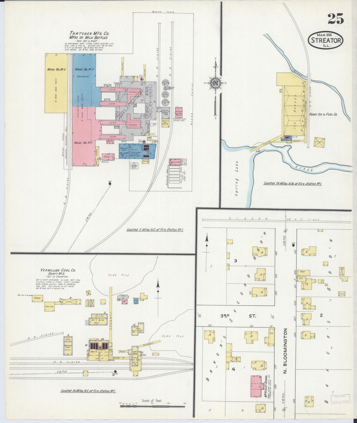 Sanborn Fire Insurance Map from Streator, La Salle County, Illinois (1916), Sheet #0025 - Historic Sanborn Fire Insurance Map Print, vintage old map wall art, antique decor, genealogy gift, Illinois Illinois map