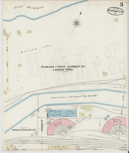 Sanborn Fire Insurance Map from Michigan City, La Porte County, Indiana (1889), Sheet #0003 - Complete Map Set gallery image, historic Sanborn map, vintage wall art, Indiana Indiana