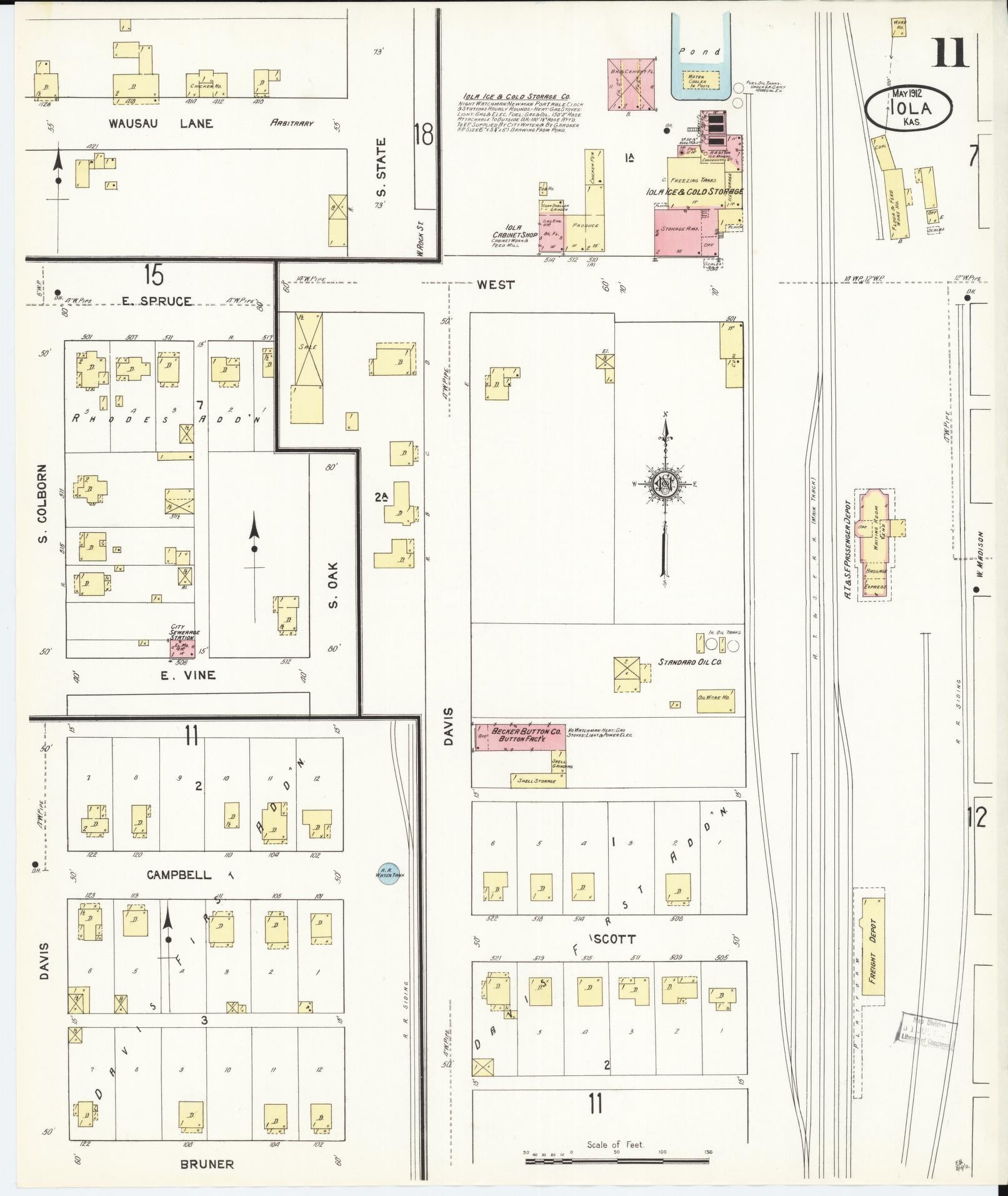 Sanborn Fire Insurance Map from Iola, Allen County, Kansas (1912), Sheet #0011 - Complete Map Set gallery image, historic Sanborn map, vintage wall art, Kansas Kansas