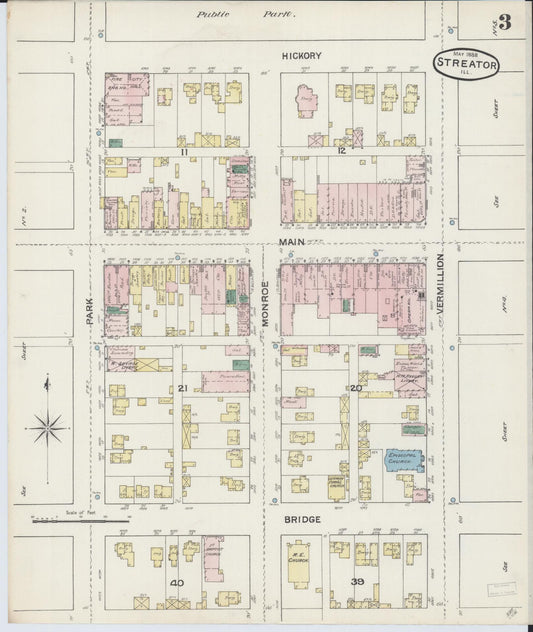 Sanborn Fire Insurance Map from Streator, La Salle County, Illinois (1888), Sheet #0003 - Historic Sanborn Fire Insurance Map Print, vintage old map wall art, antique decor, genealogy gift, Illinois Illinois map