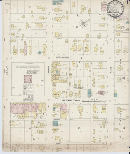 Sanborn Fire Insurance Map from Virginia, Cass County, Illinois (1887), Sheet #0001 - Complete Map Set gallery image, historic Sanborn map, vintage wall art, Virginia Virginia