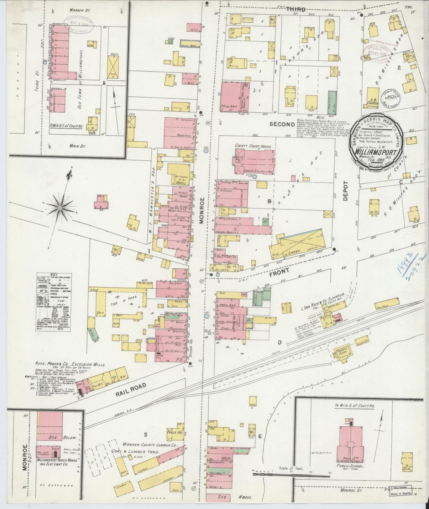 Sanborn Fire Insurance Map from Williamsport, Warren County, Indiana. (1899) – Historic Sanborn Fire Insurance Map Print