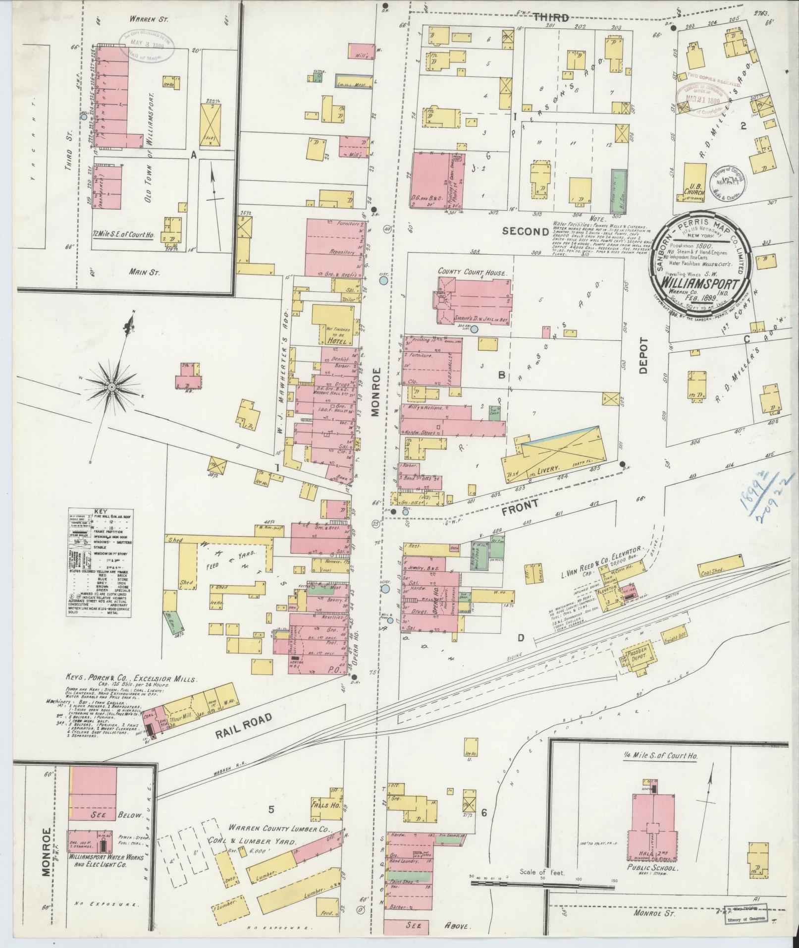 Sanborn Fire Insurance Map from Williamsport, Warren County, Indiana. (1899) – Historic Sanborn Fire Insurance Map Print