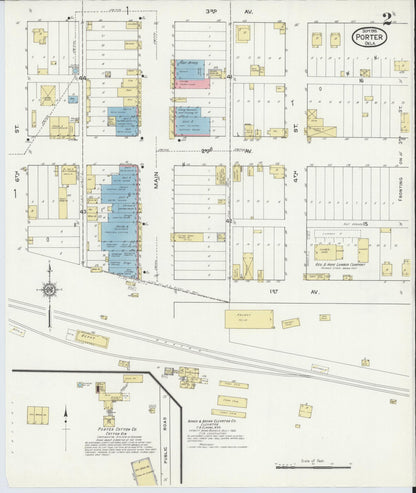 Sanborn Fire Insurance Map from Porter, Wagoner County, Oklahoma (1915), Sheet #0002 - Complete Map Set gallery image, historic Sanborn map, vintage wall art, Oklahoma Oklahoma