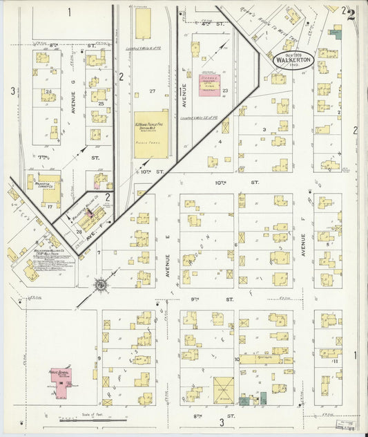 Sanborn Fire Insurance Map from Walkerton, Saint Joseph County, Indiana (1909), Sheet #0002 - Historic Sanborn Fire Insurance Map Print, vintage old map wall art, antique decor, genealogy gift, Indiana Indiana map