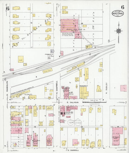 Sanborn Fire Insurance Map from Macomb, Mcdonough County, Illinois (1924), Sheet #0006 - Historic Sanborn Fire Insurance Map Print, vintage old map wall art, antique decor, genealogy gift, Illinois Illinois map