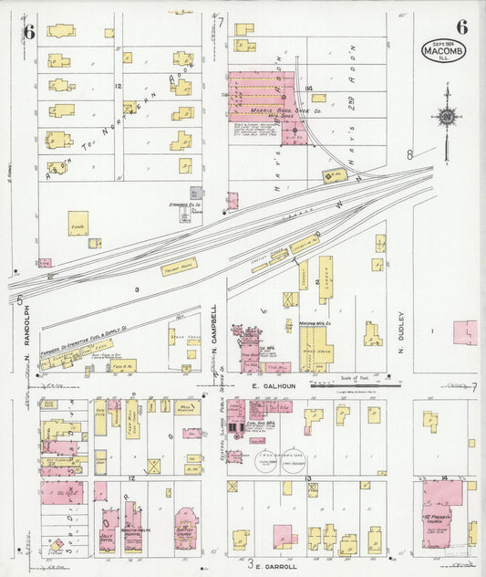 Sanborn Fire Insurance Map from Macomb, Mcdonough County, Illinois (1924), Sheet #0006 - Historic Sanborn Fire Insurance Map Print, vintage old map wall art, antique decor, genealogy gift, Illinois Illinois map