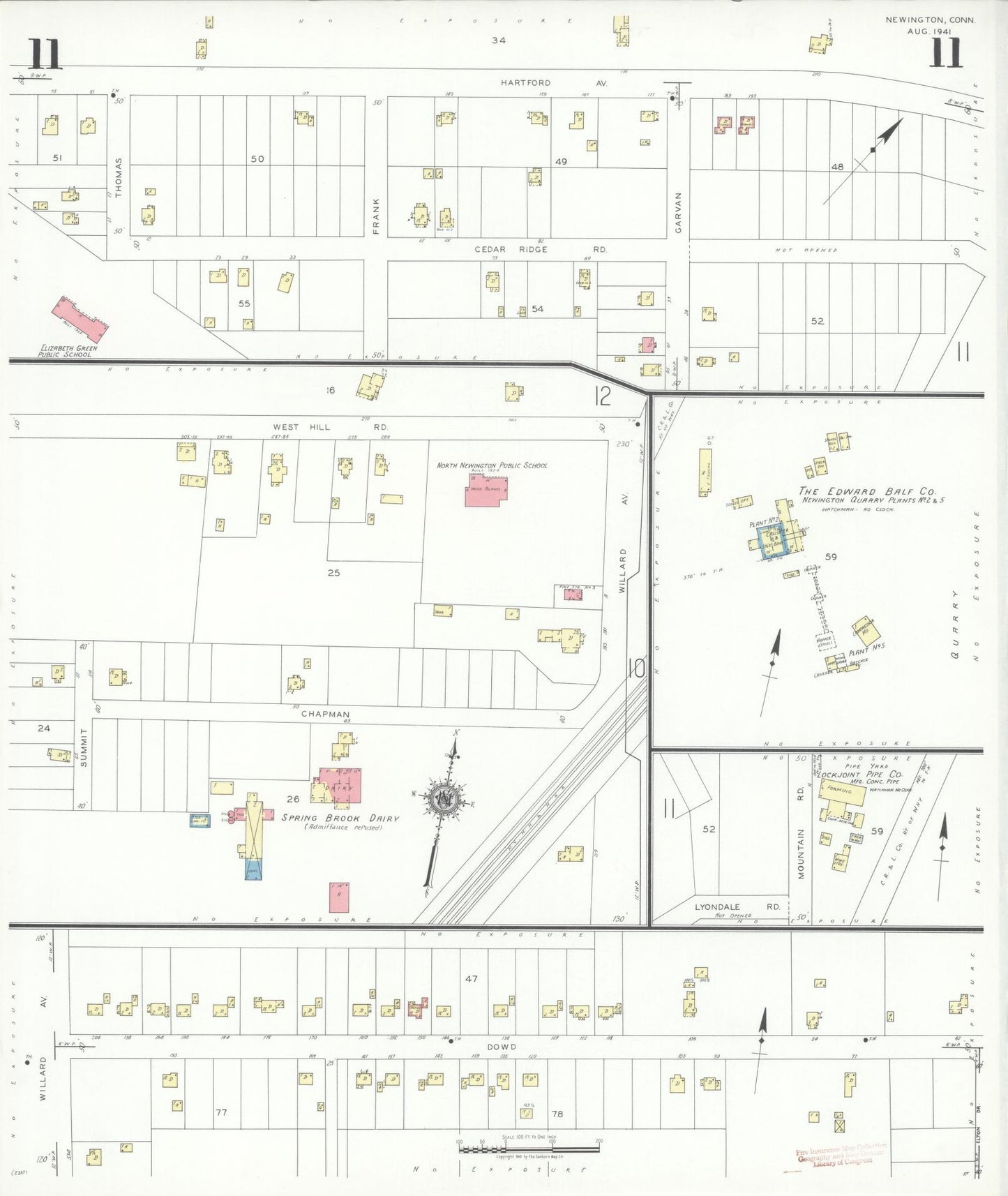 Sanborn Fire Insurance Map from Newington, Hartford County, Connecticut (1941), Sheet #0011 - Historic Sanborn Fire Insurance Map Print, vintage old map wall art, antique decor, genealogy gift, Connecticut Connecticut map