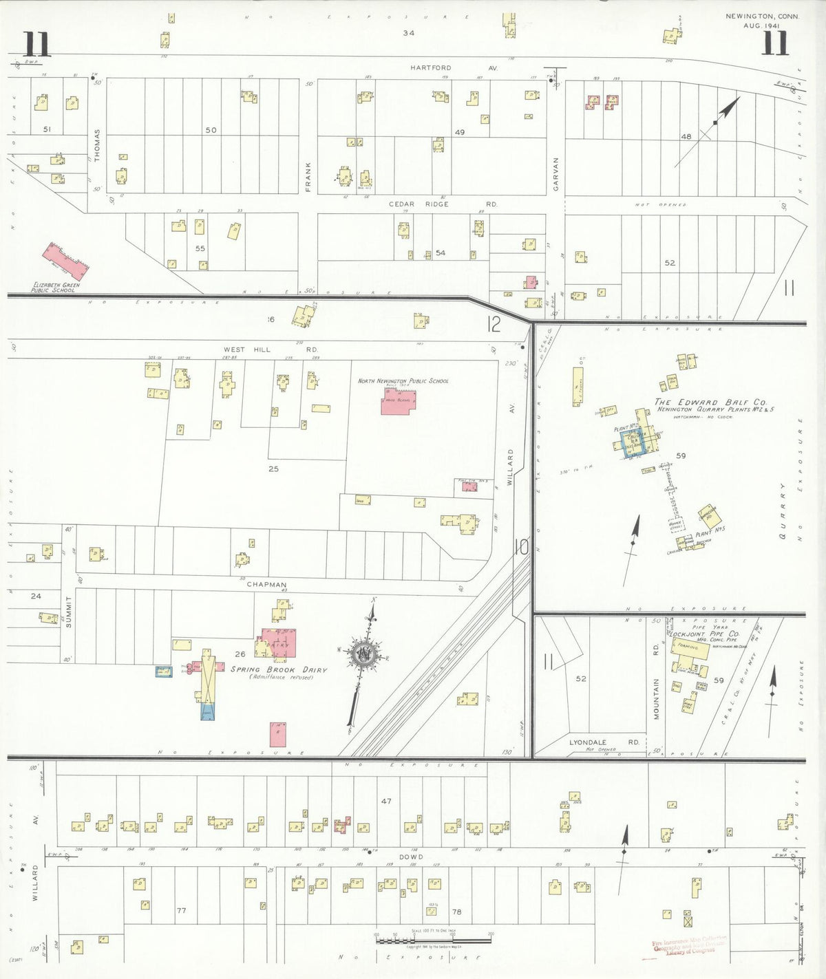 Sanborn Fire Insurance Map from Newington, Hartford County, Connecticut (1941), Sheet #0011 - Historic Sanborn Fire Insurance Map Print, vintage old map wall art, antique decor, genealogy gift, Connecticut Connecticut map