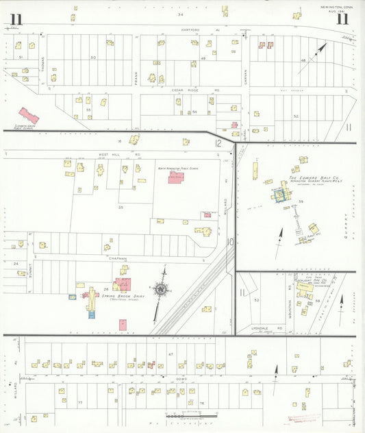 Sanborn Fire Insurance Map from Newington, Hartford County, Connecticut (1941), Sheet #0011 - Historic Sanborn Fire Insurance Map Print, vintage old map wall art, antique decor, genealogy gift, Connecticut Connecticut map