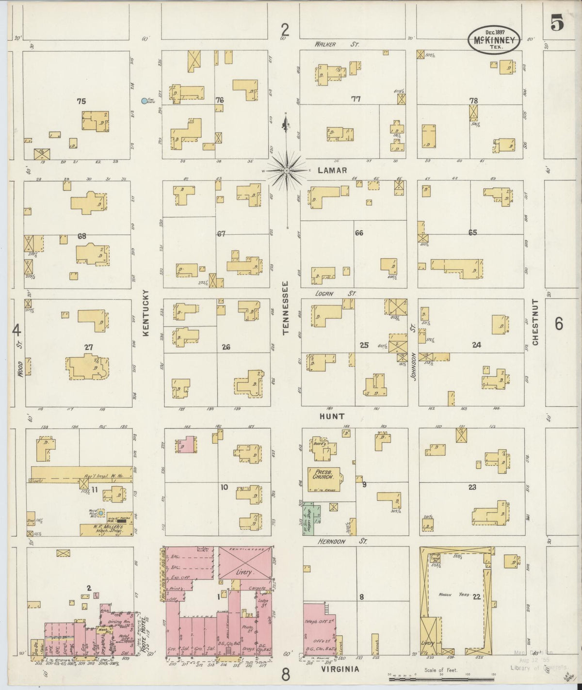 Sanborn Fire Insurance Map from McKinney, Collin County, Texas (1897), Sheet #0005 - Complete Map Set gallery image, historic Sanborn map, vintage wall art, Texas Texas