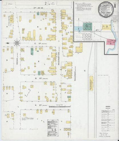 Sanborn Fire Insurance Map from Cass Lake, Cass County, Minnesota (1900), Sheet #0001 - Historic Sanborn Fire Insurance Map Print, vintage old map wall art, antique decor, genealogy gift, Minnesota Minnesota map
